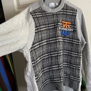 burberry monogram motif check panel sweatshirt
